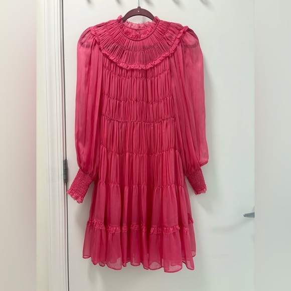 Ulla Johnson Emmeline Fuchsia Pink Silk Dress Size 0 - Picture 4 of 14